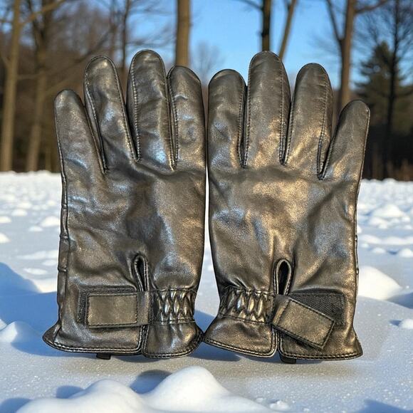 Wilsons Leather Gloves Mens Size Large Thinsulate Ultra Lined Adjustable Black - Picture 10 of 10